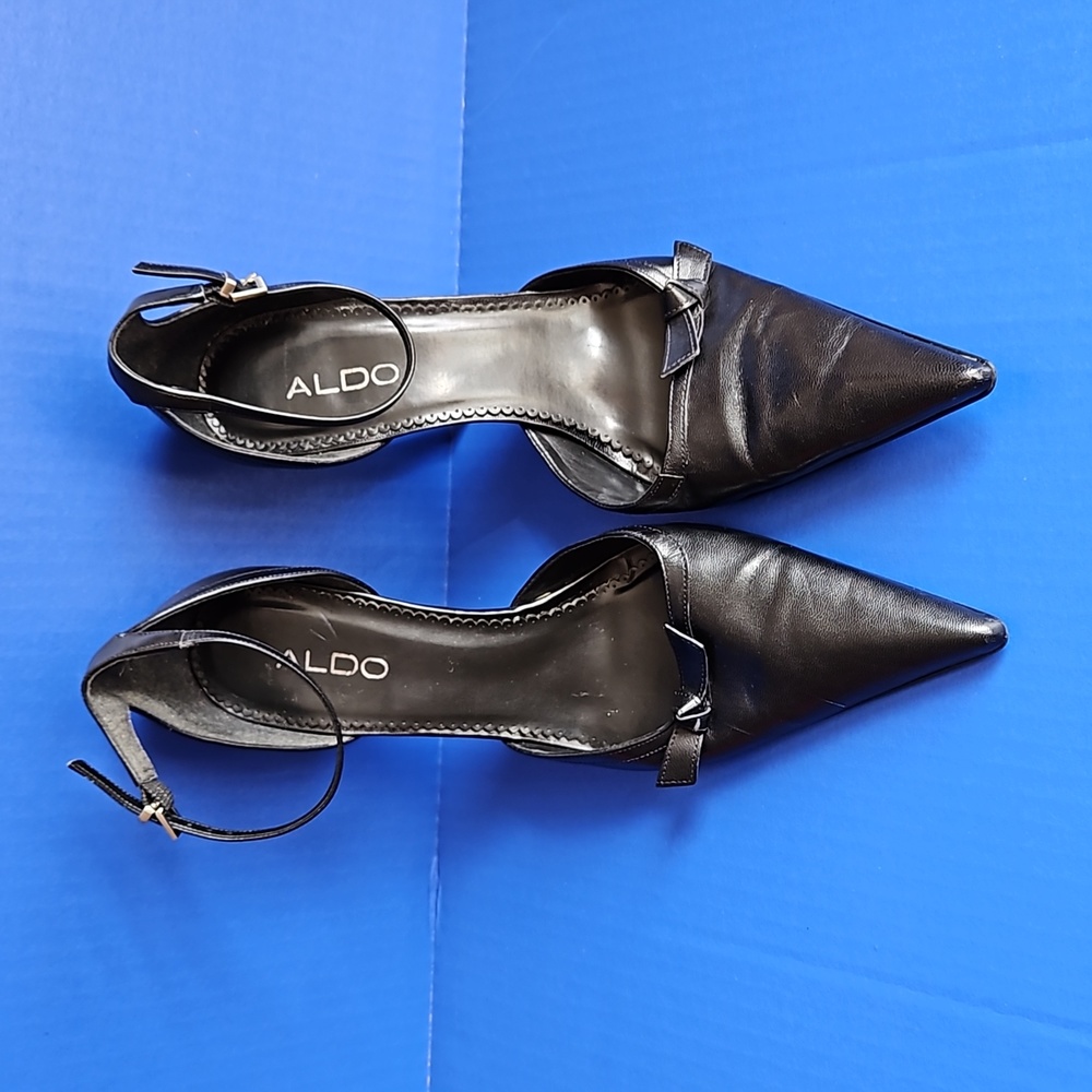ALDO Black Ankle Strap Stilettos Heels Size 40 (9½)